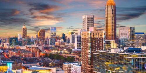 Downtown Atlanta, GA at dusk - EdgeConneX data centers & colocation
