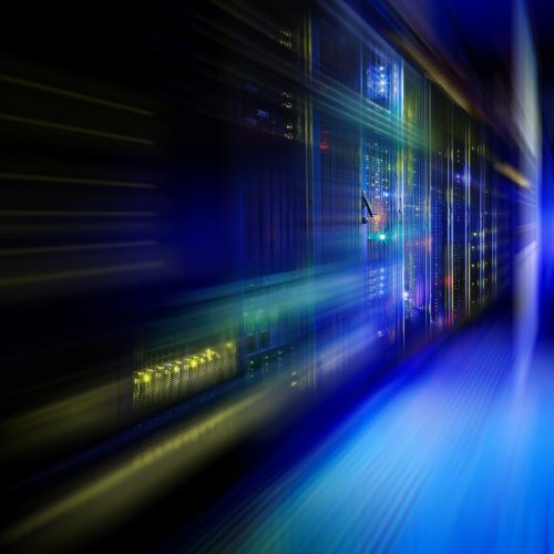 fantastic view of the mainframe in data center rows