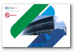 EdgeConneX and UL Solutions logos with a modern building