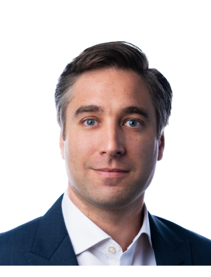 Pierre Maitre with a suit and white shirt