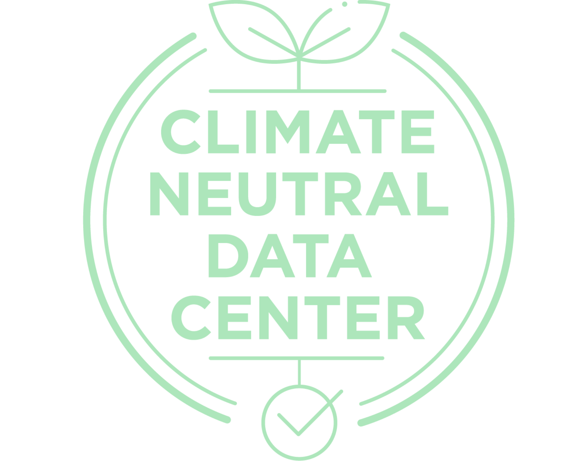 Climate Neutral Data Center logo with green leaf and checkmark design