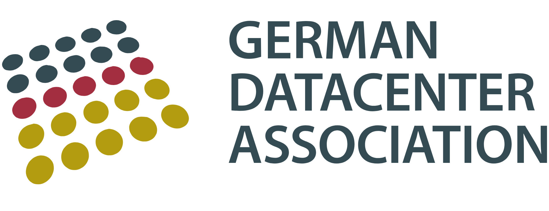 German Datacenter Association logo, staggered dots in black, red, yellow