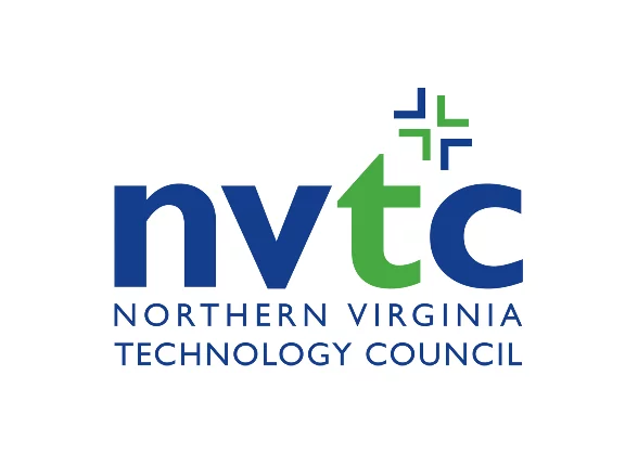 NVTC logo, Northern Virginia Technology Council, blue and green text.