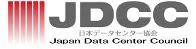 JDCC logo with five red vertical bars and text: Japan Data Center Council in Japanese and English.