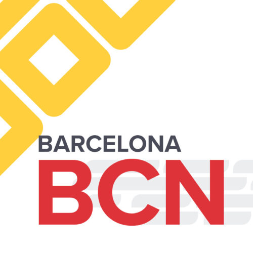 Edge Destination logo, Barcelona BCN with yellow design