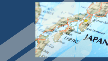 Map of Japan highlighting Shikoku, Osaka, and Nagoya