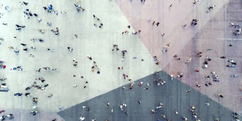 High Angle View Of People On StreetHigh Angle View Of People On Street