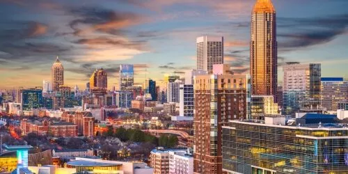 Downtown Atlanta, GA at dusk - EdgeConneX data centers & colocation